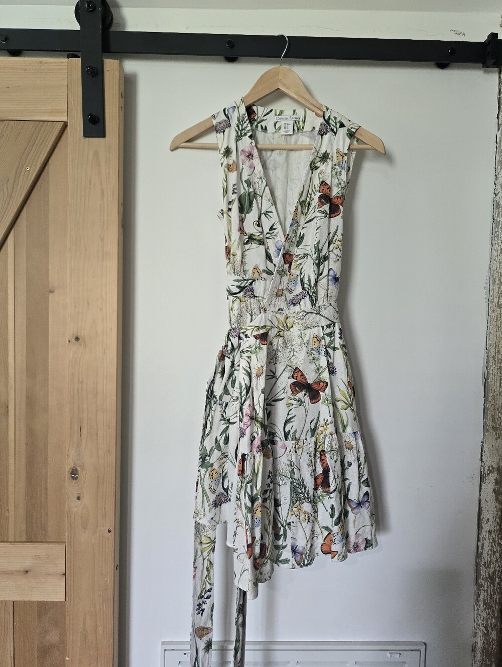 CHRISTIAN LACROIX Floral Butterfly Floral Print Sleeveless Dress